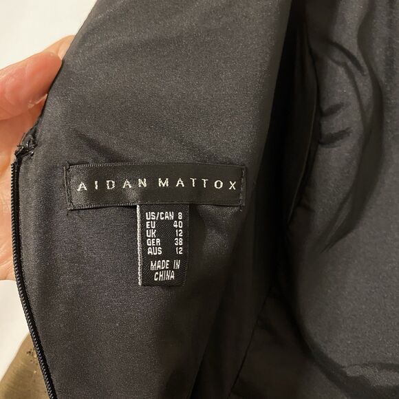 Aidan Mattox Fit & Flare Midi Dress 10 Floral Metallic Party Wedding Fairy Glam - Picture 7 of 10